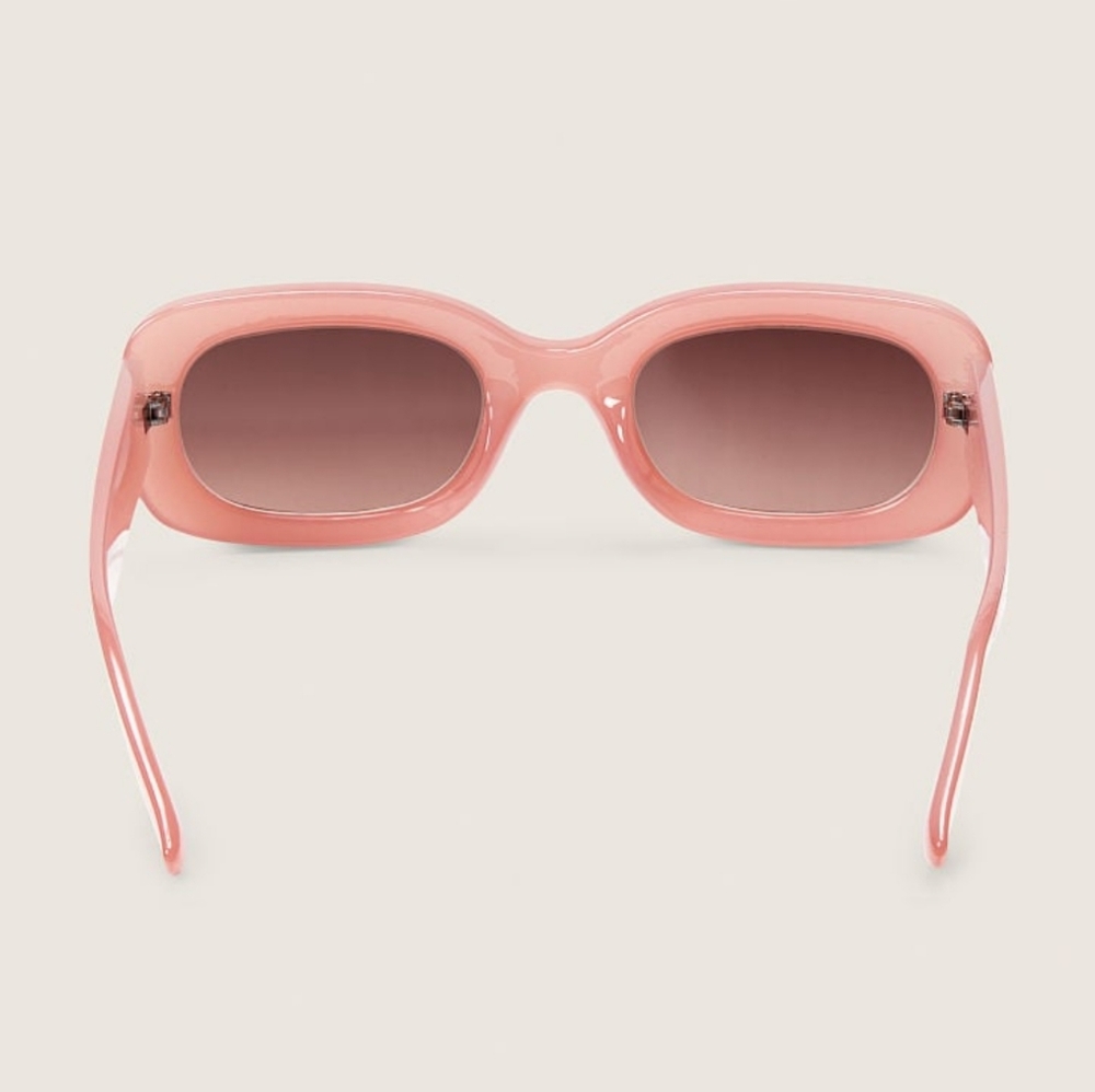 💖 Victoria's Secret PINK RETRO RECTANGLE SUNGLASSES Chalk Rose - Picture 2 of 3